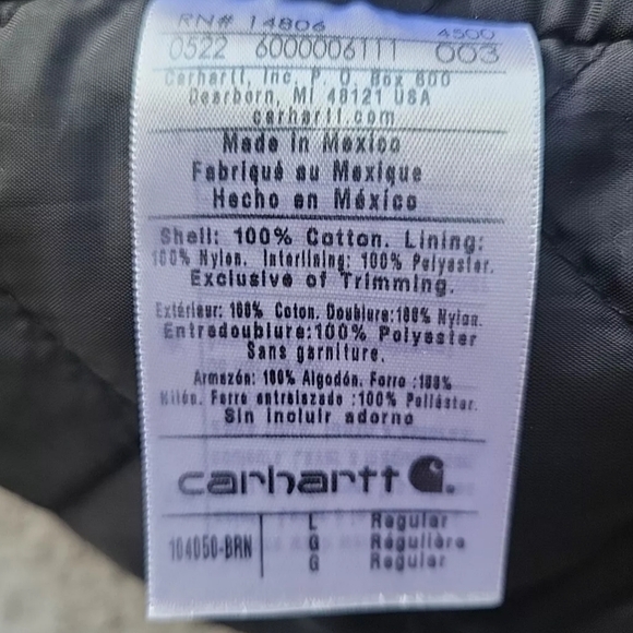 Vintage Carhartt J130M Active Jacket Men Large Tan Work Hoodie Quilt Lined Duck - Picture 12 of 16